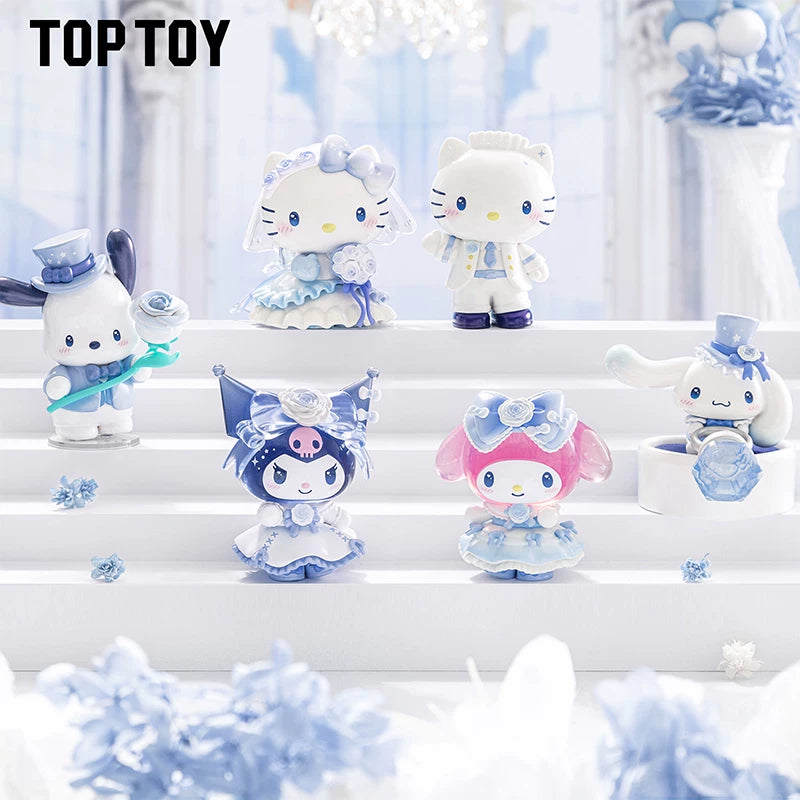 TOP TOY Sanrio Characters Romantic Wedding Series Blind Box Figure - Official Sanrio PVC collectible featuring elegant wedding-themed character designs on a clean white background.
