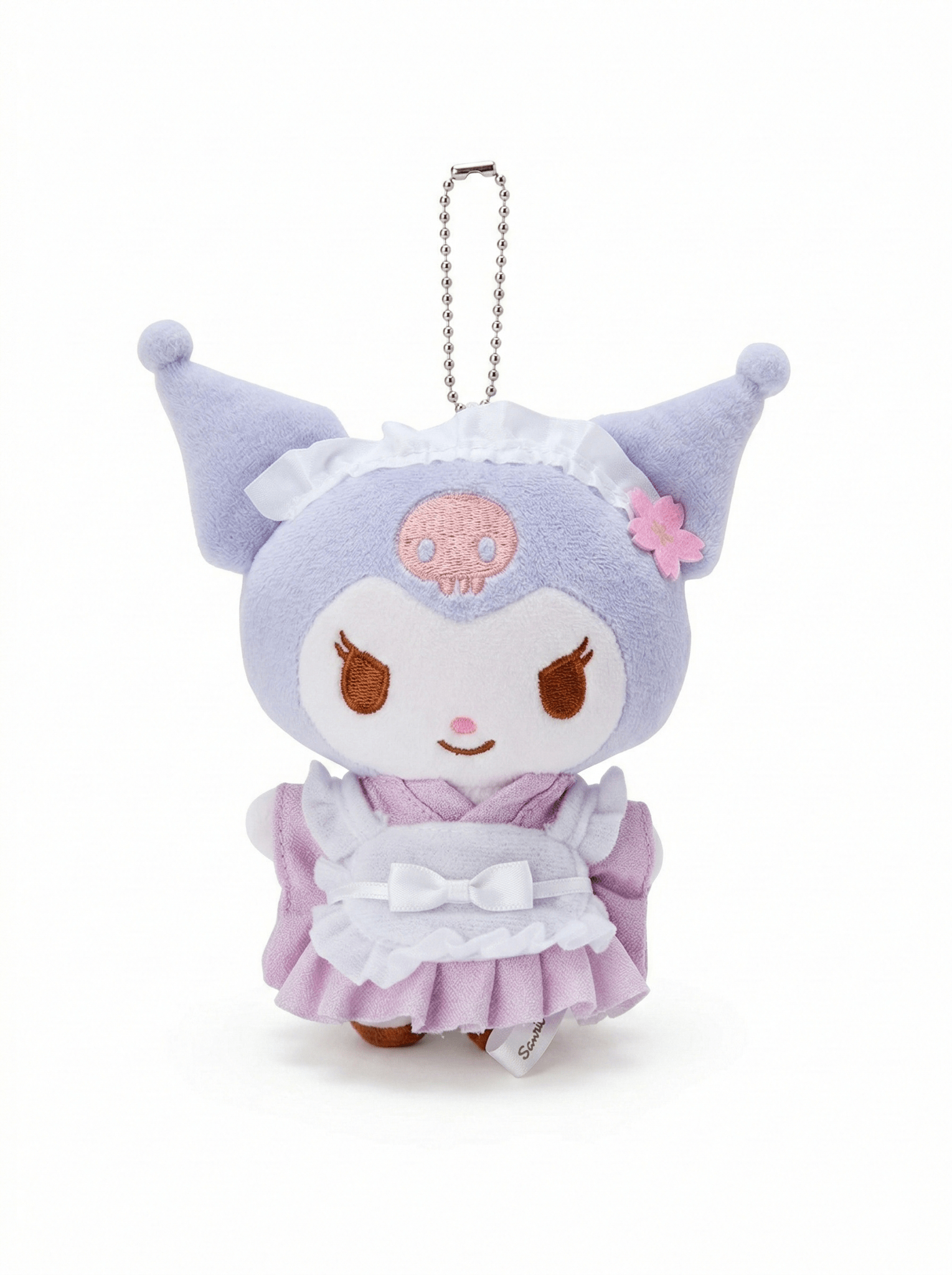Sakura Maid Kuromi Plush Keychain - Cute Sanrio Collectible