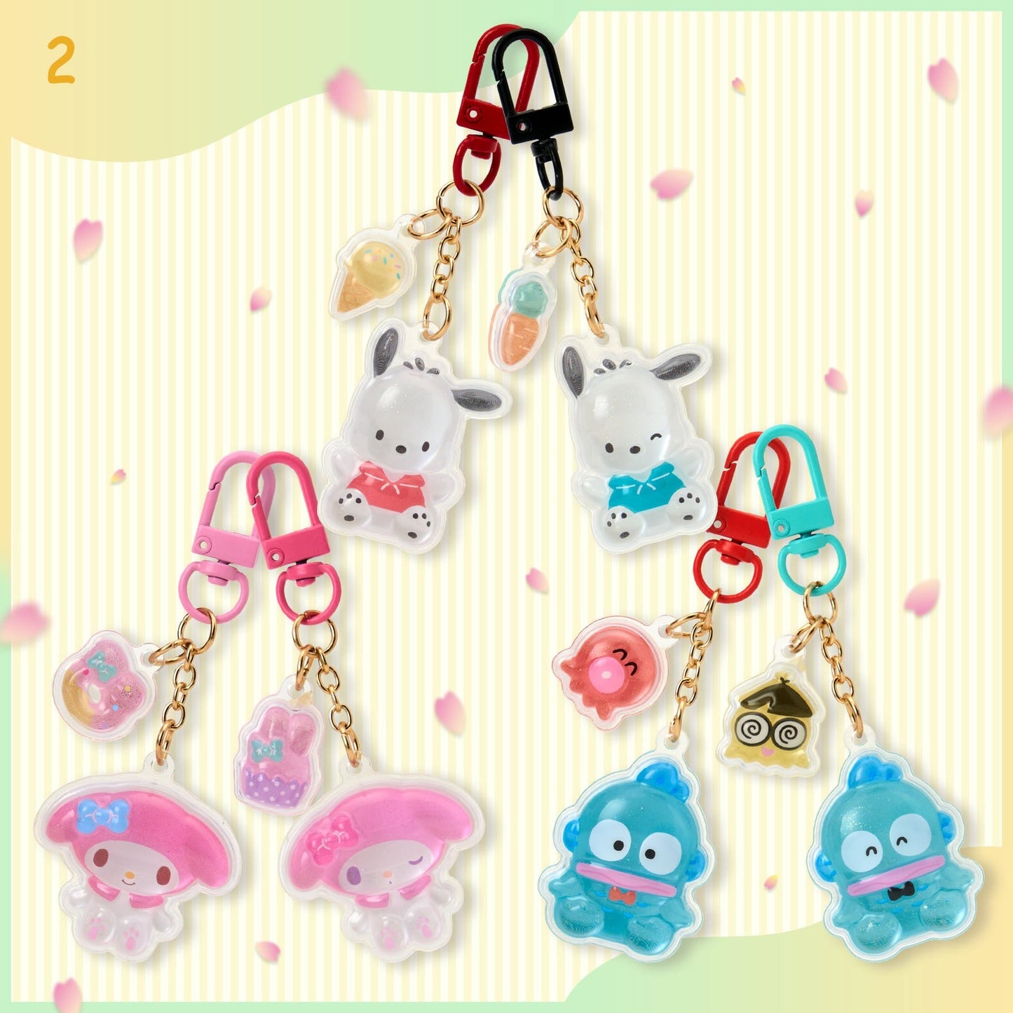 Sanrio Hello Kitty Acrylic Keychain Set – 2pc Puffy Semi - 3D Key Holder (Matching Niko Niko Series) - Otaku Collectives