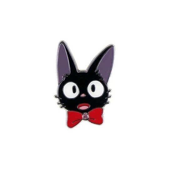 Studio Ghibli Kiki's Delivery Service Jiji Close-Up Metal Pin Badge - Japanese Anime Merchandise featuring a close-up of Jiji on a clean white background.