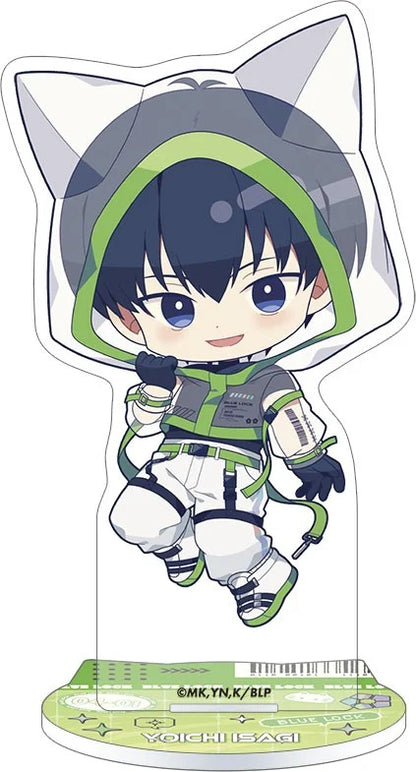 Blue Lock Season 2 Yoichi Isagi Cyber Cat Mini Acrylic Stand - Official Japanese Anime Merchandise featuring colorful chibi Cyber Cat artwork on a clean white background.