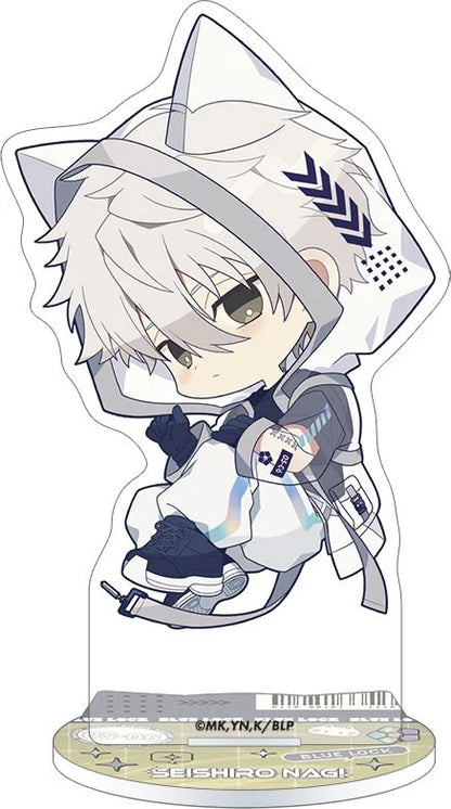 Blue Lock Season 2 Seishiro Nagi Cyber Cat Mini Acrylic Stand - Official Japanese Anime Merchandise featuring colorful chibi Cyber Cat artwork on a clean white background.