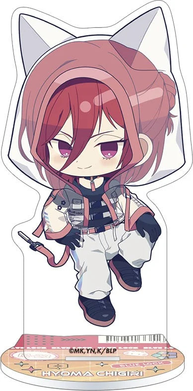 We Blue Lock Season 2 Hyoma Chigiri Cyber Cat Mini Acrylic Stand - Official Japanese Anime Merchandise featuring colorful chibi Cyber Cat artwork on a clean white background.