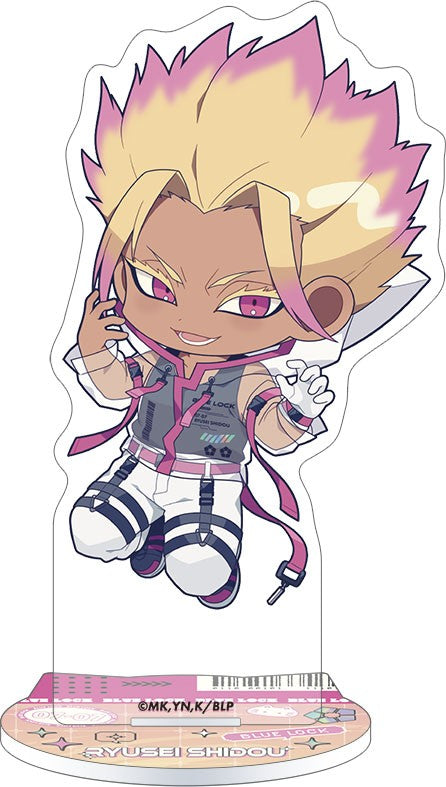 Blue Lock Season 2 Ryusei Shidou Cyber Cat Mini Acrylic Stand - Official Japanese Anime Merchandise Shidou character artwork with full-color printing on a clean white background.