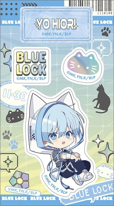 Blue Lock Season 2 You Hiori Cyber Cat Acrylic Die-cut Sticker - Official Japanese Anime Merchandise featuring colorful chibi Cyber Cat artwork on a clean white background.