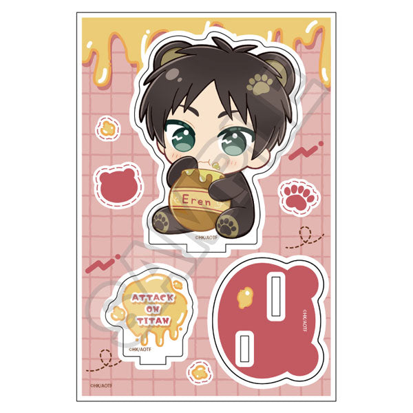 TwinCre Attack on Titan Nui Piece Friends Harapeko Kuma Eren Yeager Acrylic Stand Jr.