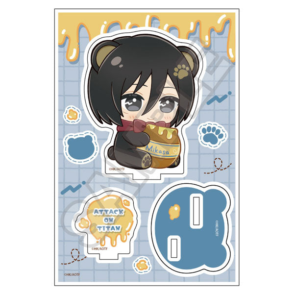 TwinCre Attack on Titan Nui Piece Friends Harapeko Kuma Mikasa Ackerman Acrylic Stand Jr.