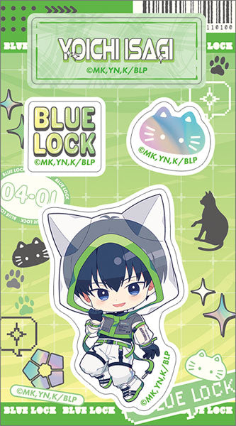 Blue Lock Season 2 Yoichi Isagi Cyber Cat Acrylic Die-cut Sticker - Official Japanese Anime Merchandise featuring Isagi’s original chibi cyber cat artwork on a clean white background.