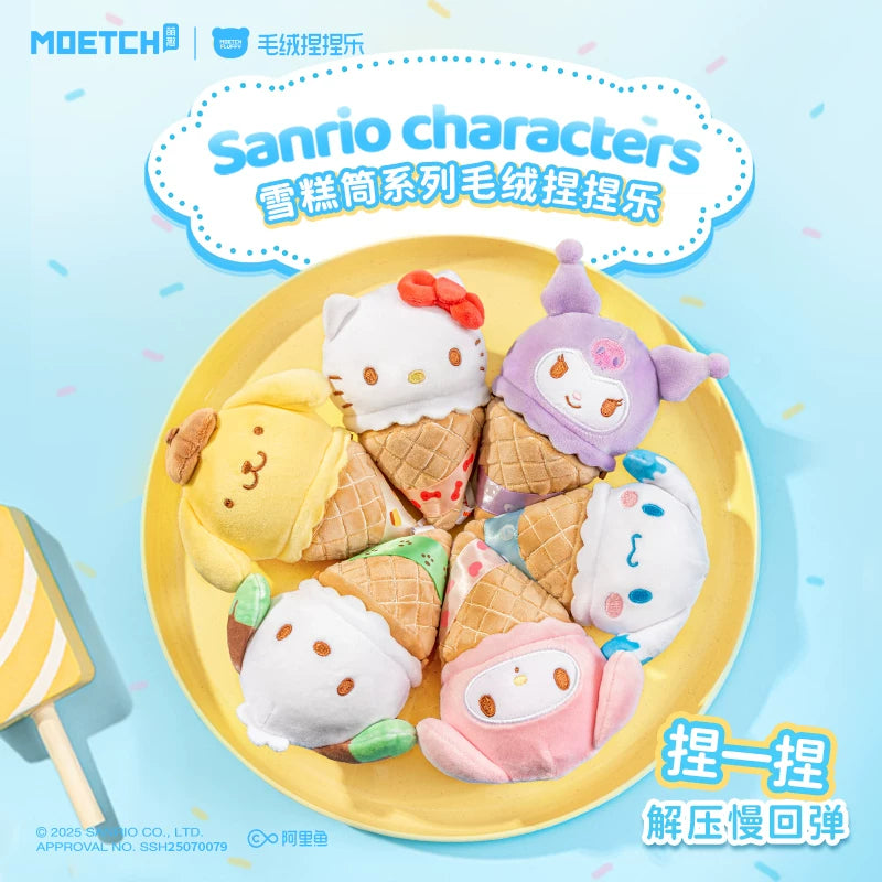 Moetch Sanrio Ice Cream Plush Squishy Blind Box - Official Japanese Sanrio Merchandise ice cream-themed squishy plush collectible on a clean white background.