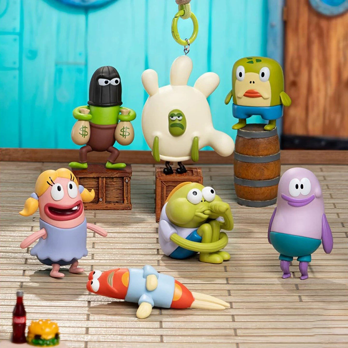 X11 SpongeBob Bikini Bottom Fish Little Citizens Series Blind Box Pendant Toy - Official Japanese Anime Merchandise mini fish character pendant posed on a clean white background.