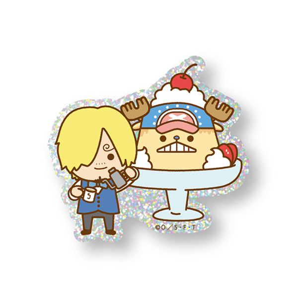 [One Piece] "SANJI no OYATSU" Pure Cafe Glitter Sticker- Pastry Chef Sanji & Chopper Pudding A La Mode