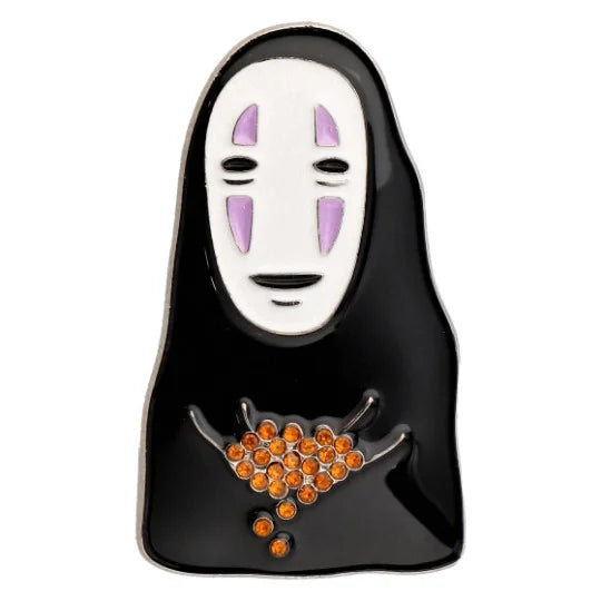 Studio Ghibli Spirited Away No-Face Offers Money Metal Brooch - Japanese Anime Merchandise featuring No-Face offering money on a clean white background.