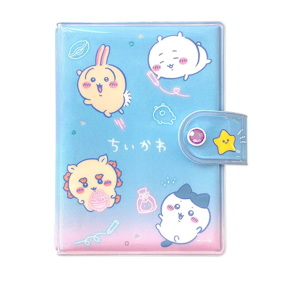 Chiikawa Sticker Binder – Glitter PVC Sticker Album Organizer with 10 Sheets (Drawing Neon) - Otaku Collectives