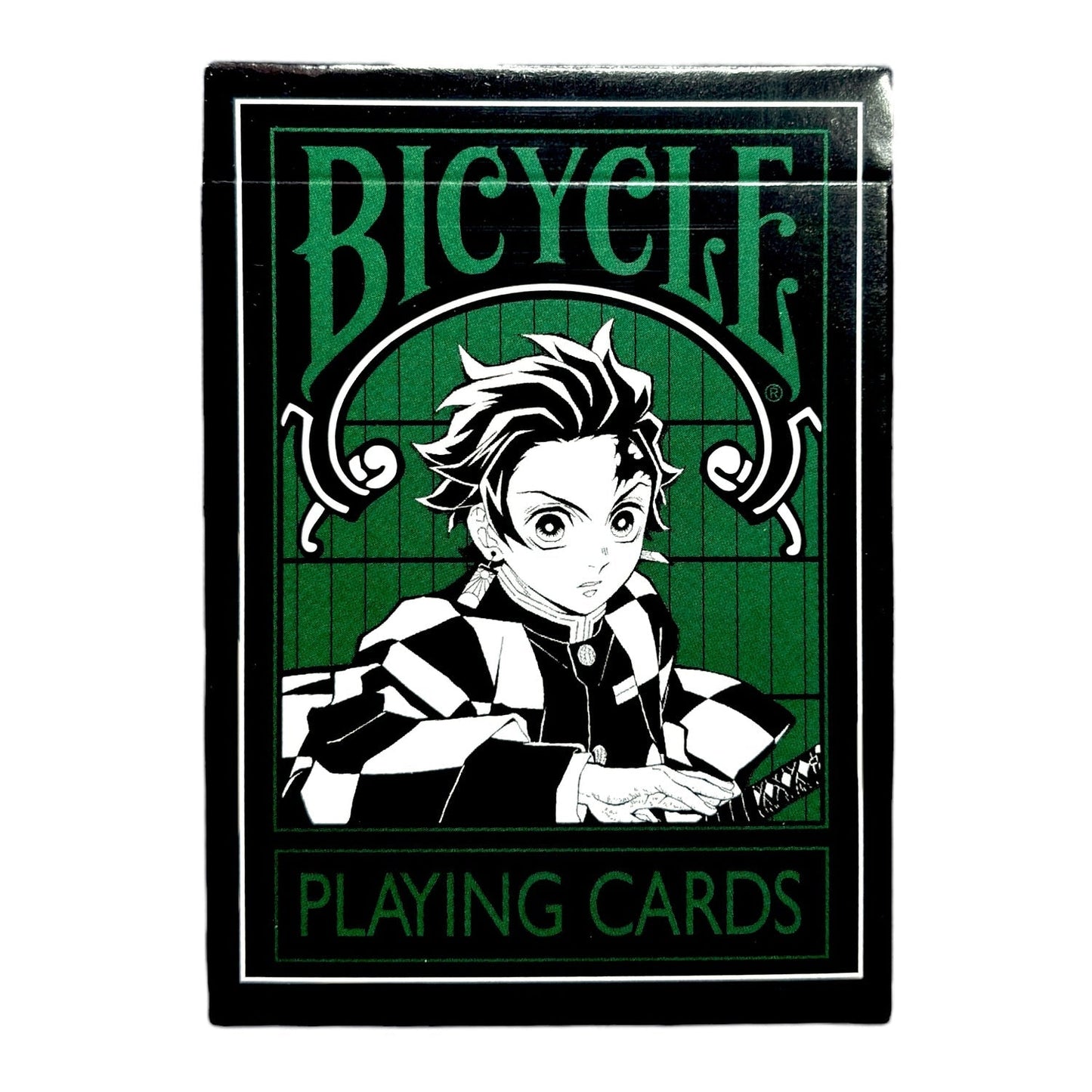 Demon Slayer: Kimetsu no Yaiba Bicycle Playing Cards - Official Japanese Anime Cards featuring Tanjiro, Nezuko, Zenitsu on a clean white background.
