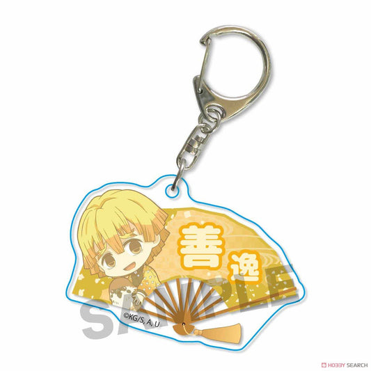 [Demon Slayer: Kimetsu no Yaiba] Gyugyutto Folding Fan Key Ring - Zenitsu Agatsuma - Otaku Collectives