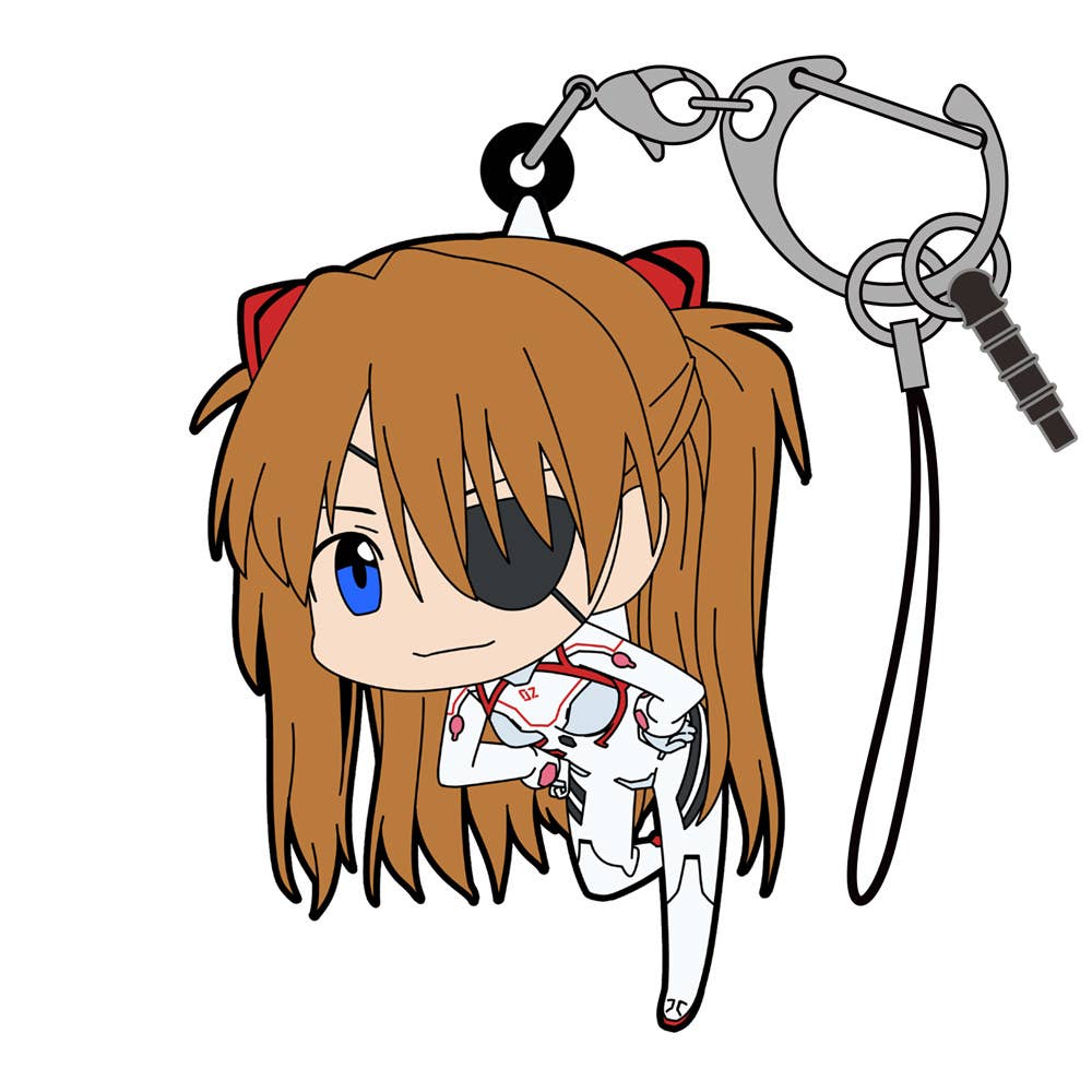 Evangelion: Asuka Shikinami Langley Tsumamare Chibi Keychain (White Outfit) - Otaku Collectives