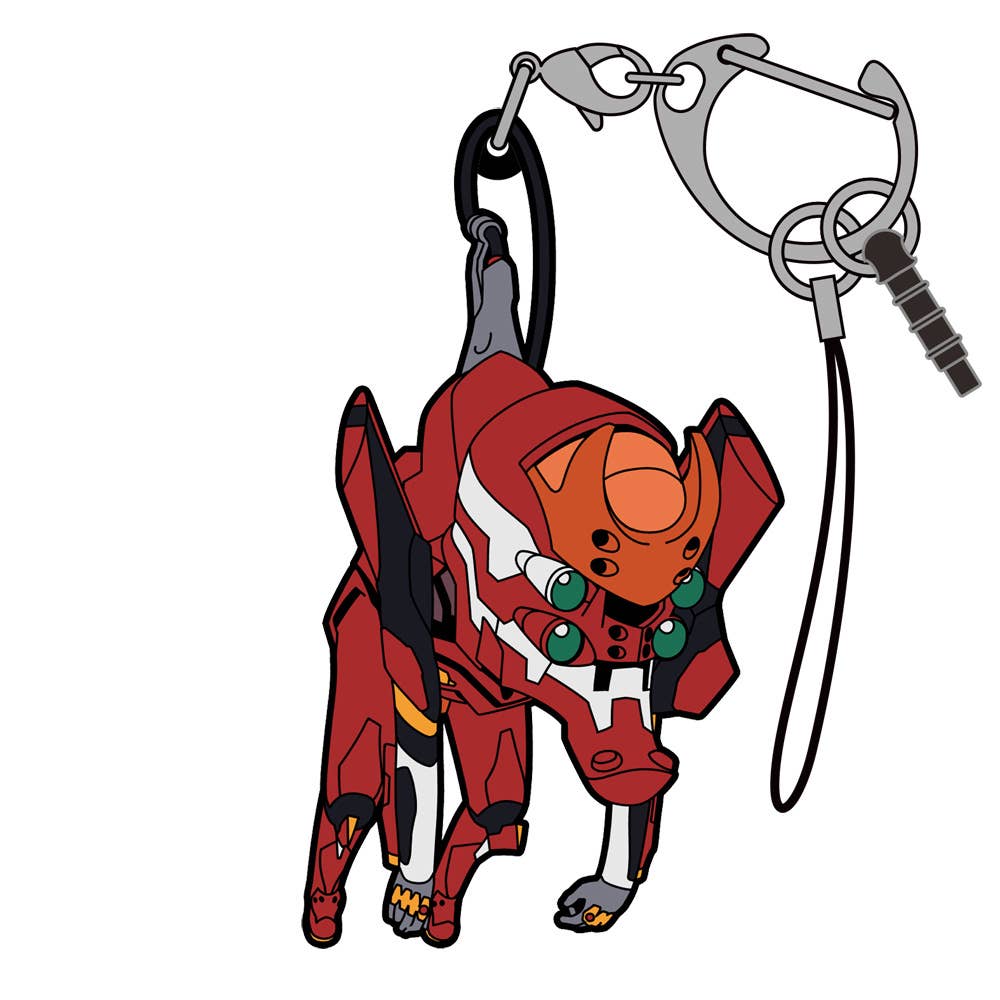 Evangelion: Eva Unit - 02 Tsumamare Chibi Keychain - Otaku Collectives