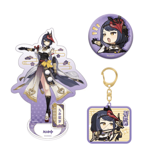 [Genshin Impact] Kujou Sara Bundle - Acrylic Stand, Can Badge, Keychain (3 Items) - Otaku Collectives