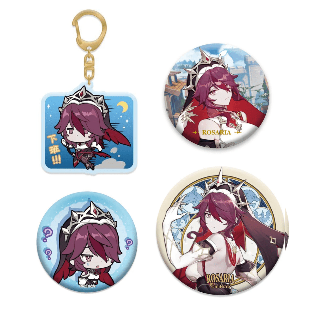 [Genshin Impact] Rosaria Bundle - Can Badge + Pendant Keychain (4 items) - Otaku Collectives