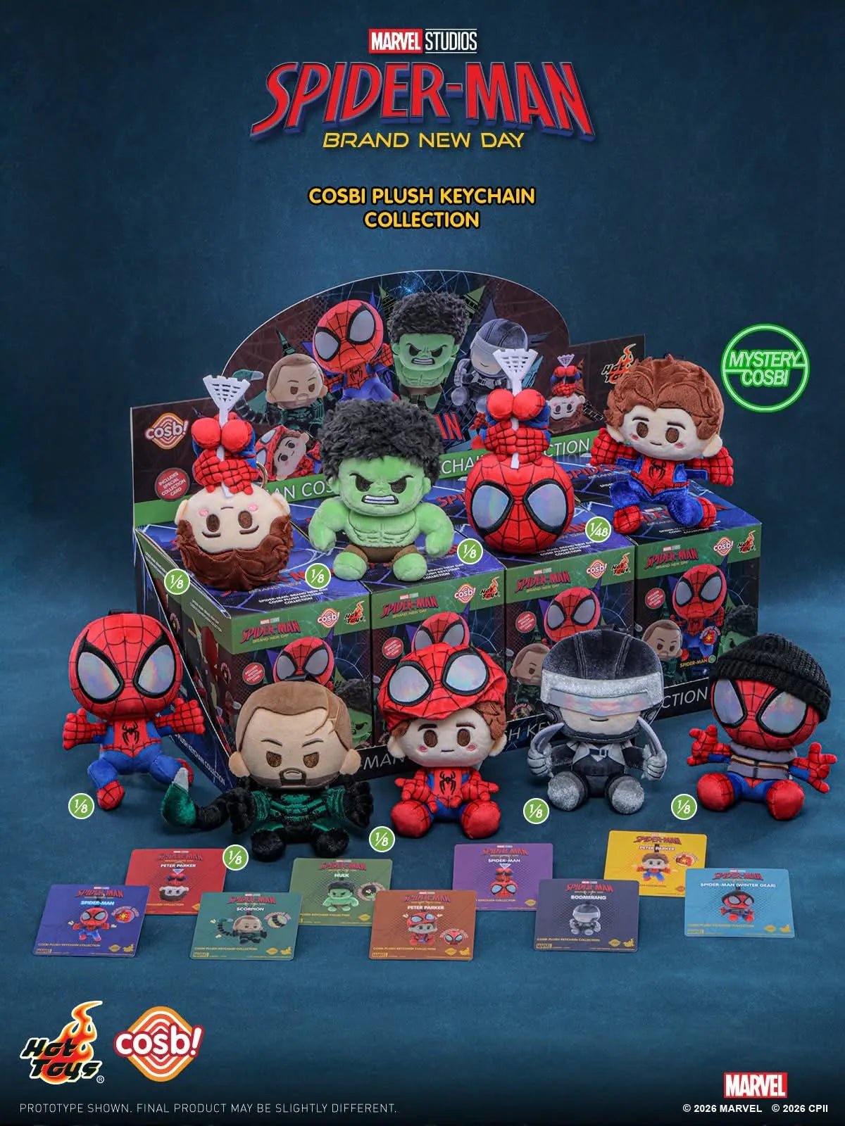 Hot Toys Spider-Man Brand New Day Cosbi Plush Keychain Blind Box - Otaku Collectives