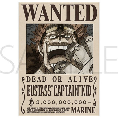 One Piece Official Marine Issued Wanted Poster Eustass "Captain" Kid 3 Billion Berries A3 Poster - Authentic Japanese stock paper collectible on a clean white background.
