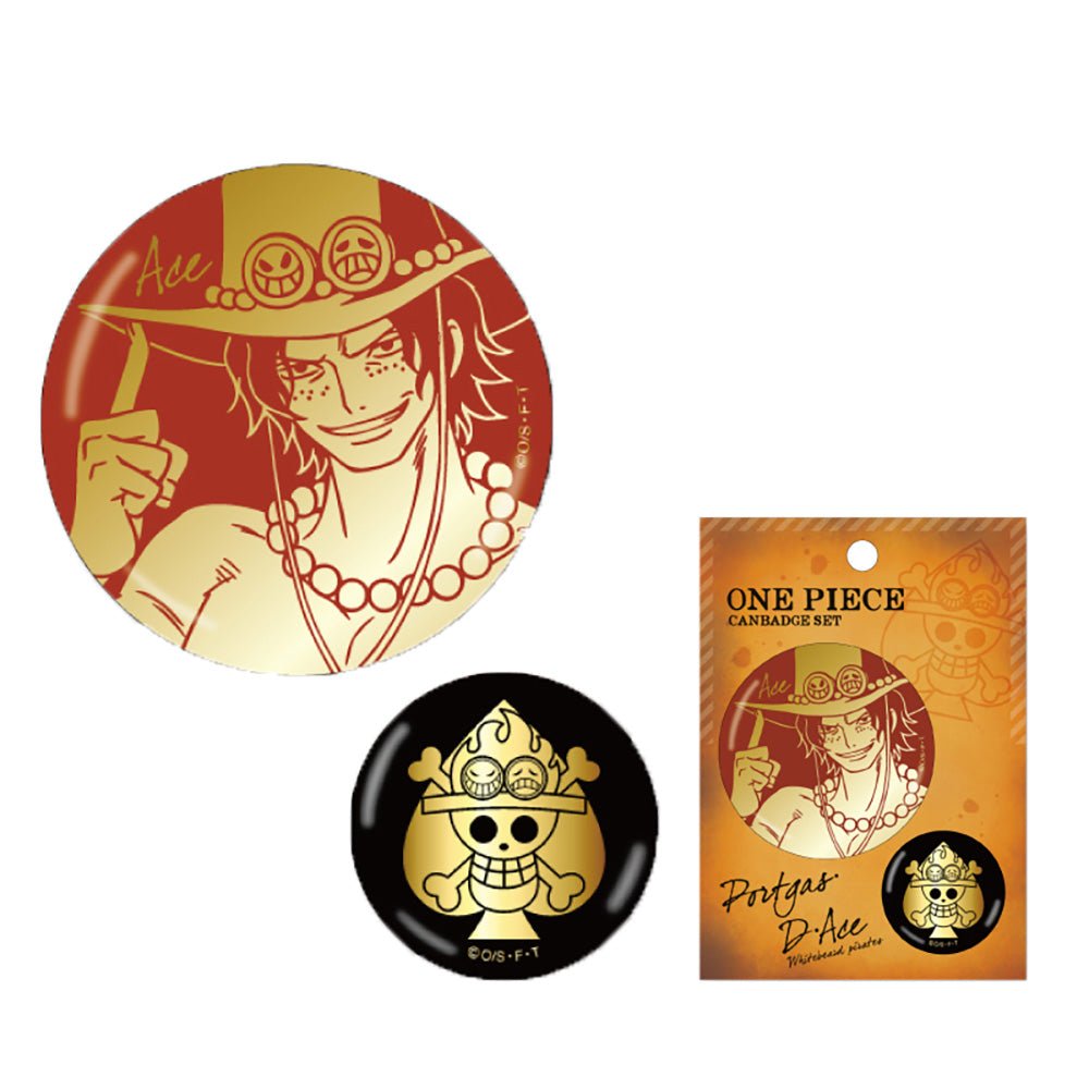 [One Piece] Foil Stamped Can Badge Set Portgas D. Ace - Otaku Collectives