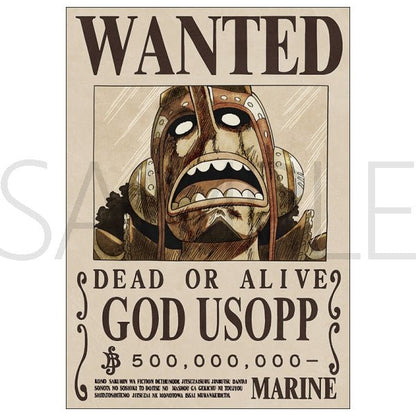 One Piece Official Marine Issued Wanted Poster God Usopp 500 Million Berries A3 Poster - Authentic Japanese stock paper collectible on a clean white background.
