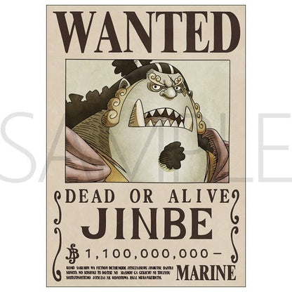 One Piece Official Marine Issued Wanted Poster Jinbe 1.1 Billion Berries A3 Poster - Authentic Japanese stock paper collectible on a clean white background.
