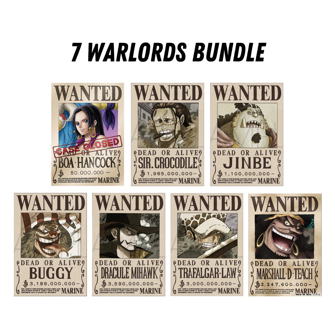 [One Piece] Official Japan Mugiwara Store Navy Wanted Poster - 7 Warlords - Otaku Collectives