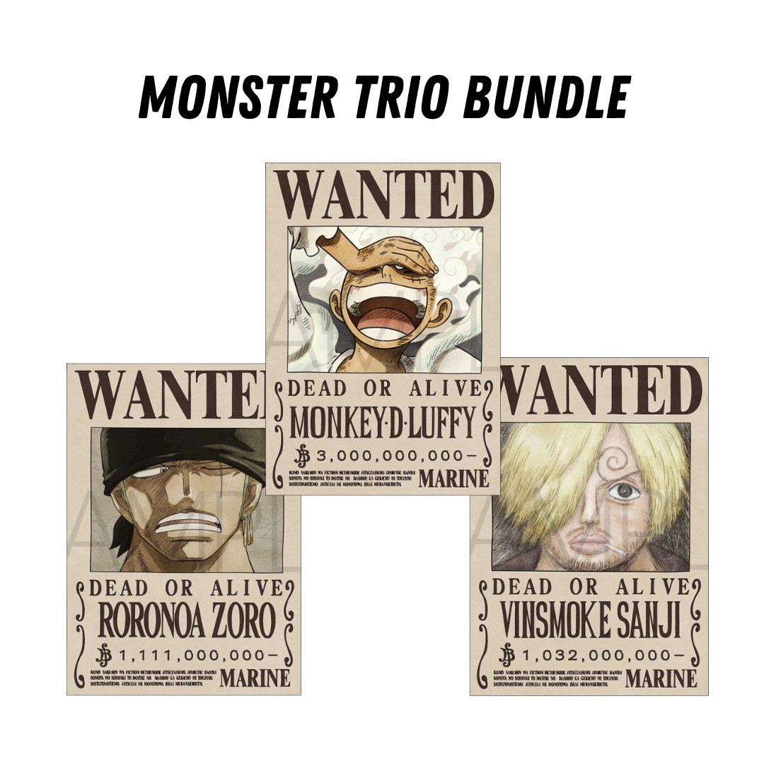 [One Piece] Official Japan Mugiwara Store Navy Wanted Poster - Monster Trio - Otaku Collectives