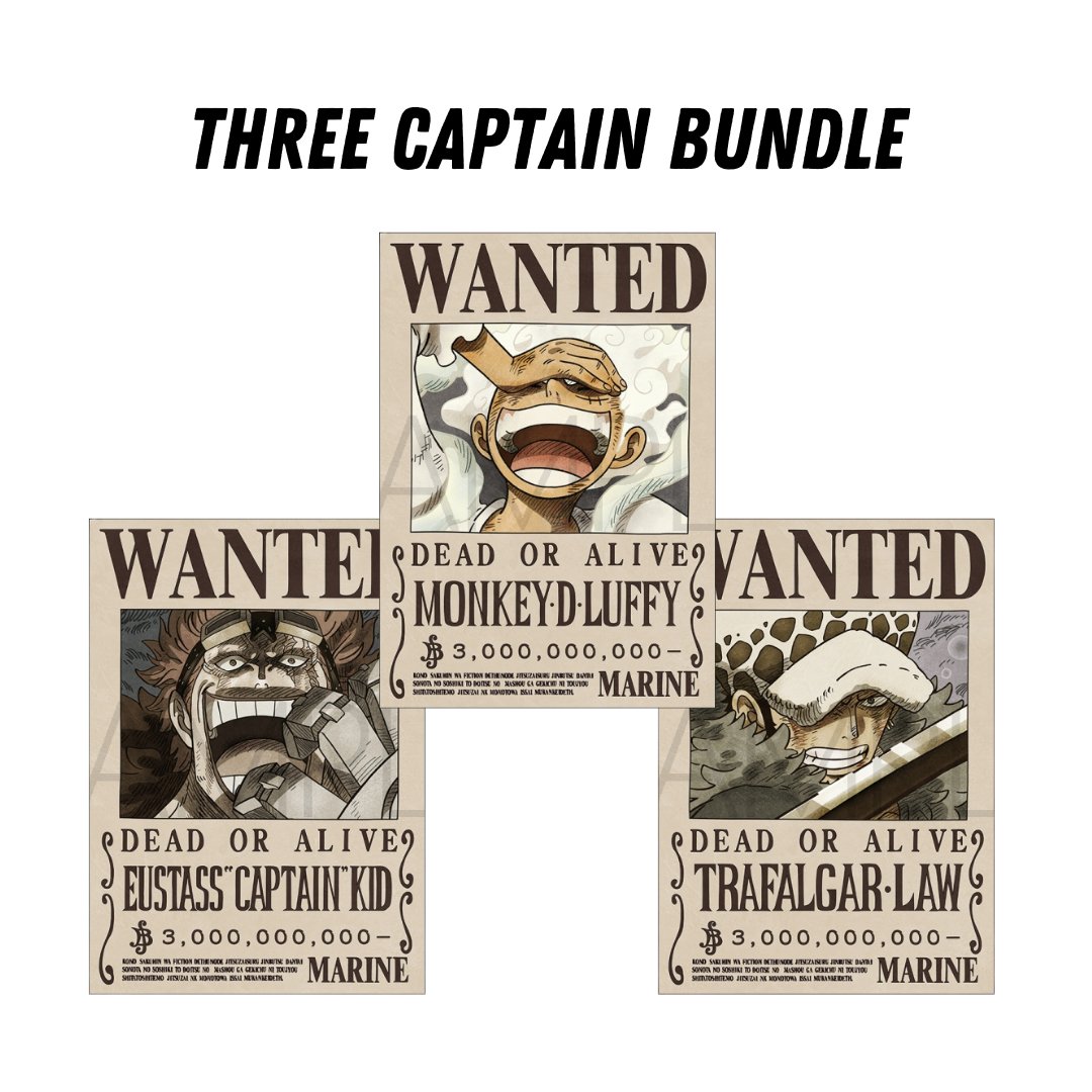 [One Piece] Official Japan Mugiwara Store Navy Wanted Poster - Three Captains - Otaku Collectives