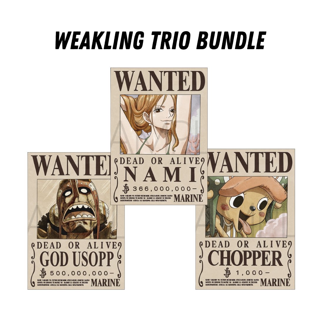 [One Piece] Official Japan Mugiwara Store Navy Wanted Poster - Weakling Trio - Otaku Collectives