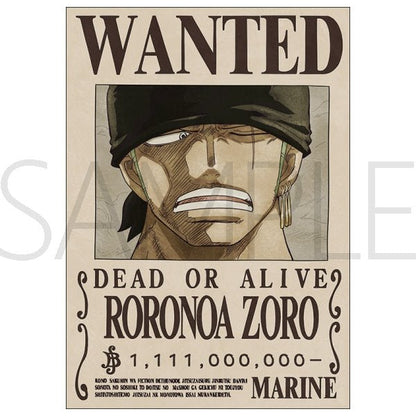 One Piece Official Marine Issued Wanted Poster Roronoa Zoro 1.1 Billion Berries A3 Poster - Authentic Japanese stock paper collectible on a clean white background.
