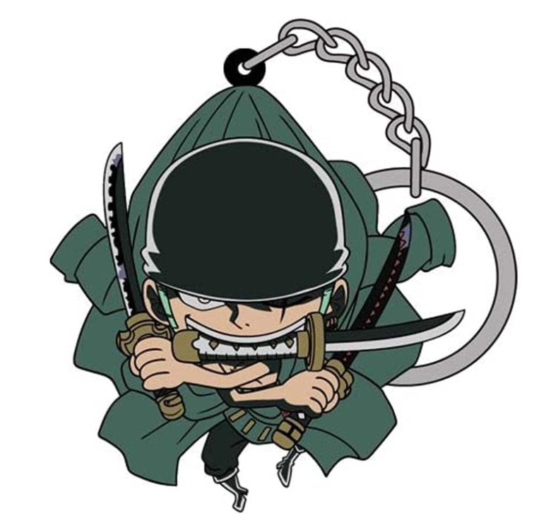 [One Piece] Roronoa Zoro Oni Giri Tsumamare Rubber Key Ring - Otaku Collectives