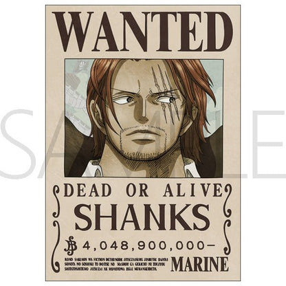 One Piece Official Marine Issued Wanted Poster Shanks 4 Billion Berries A3 Poster - Authentic Japanese stock paper collectible on a clean white background.
