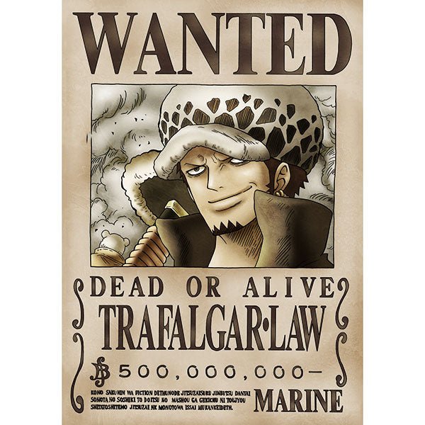 [One Piece] Trafalgar Law 500M Official Japan Mugiwara Wanted Poster 4 ...