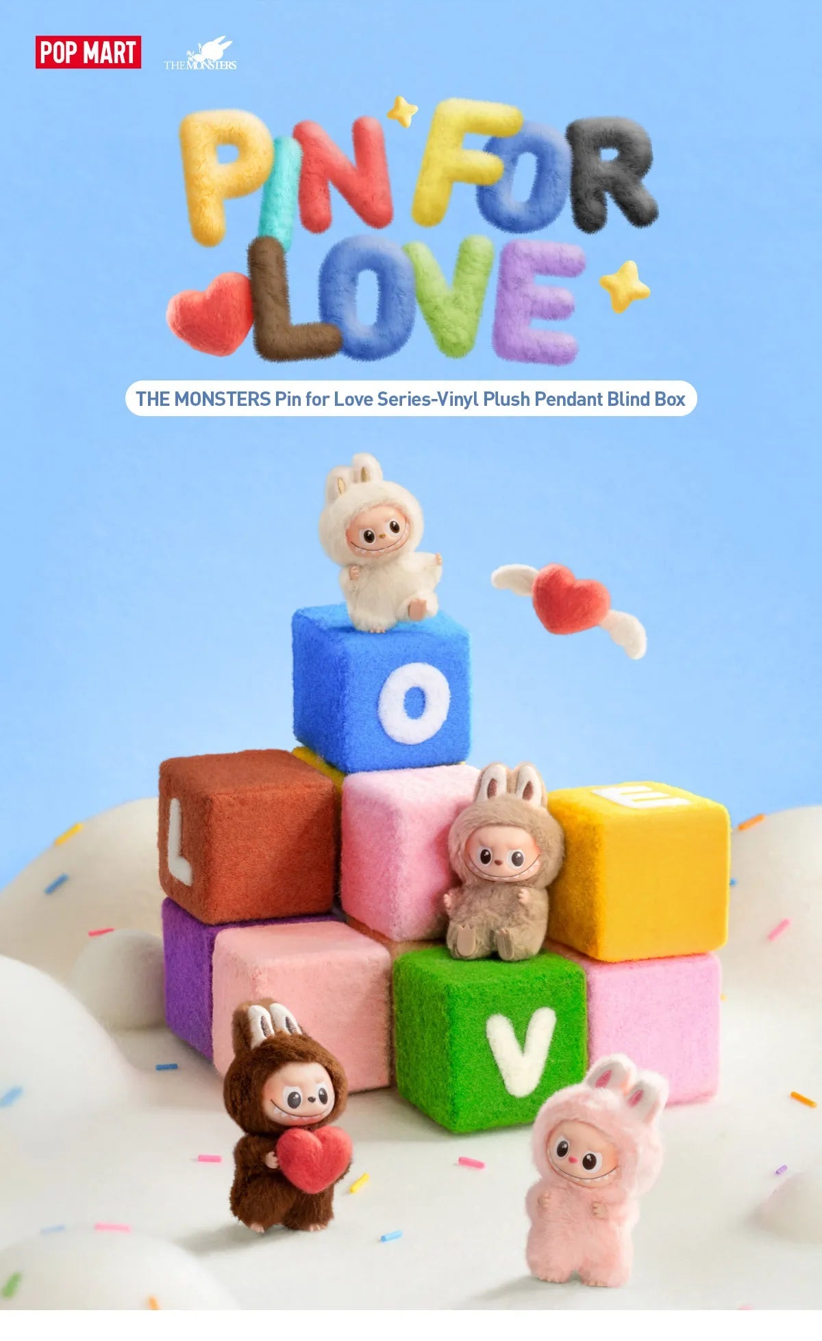 [Pop Mart] Official THE MONSTERS Pin for Love Series - Vinyl Plush Pendant Blind Box (A - M) - Otaku Collectives