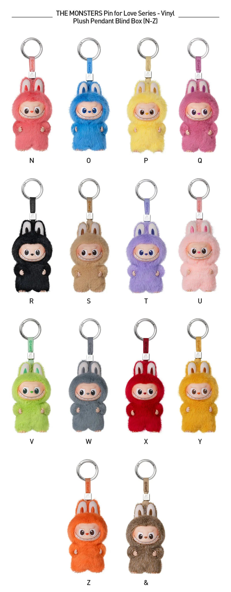 [Pop Mart] Official THE MONSTERS Pin for Love Series - Vinyl Plush Pendant Blind Box (N - Z) - Otaku Collectives