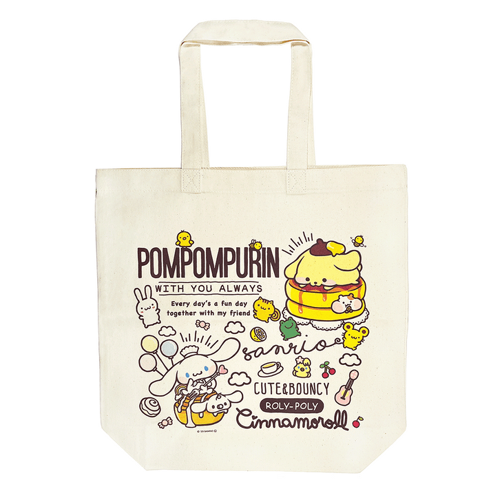 [Sanrio] B - Side Label Tote Bag - Pompompurin & Cinnamoroll - Otaku Collectives