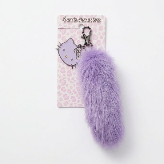 Sanrio Dangling Tail Mascot Plush Charm – Long Hanging Character Bag Accessory (Purple) - Otaku Collectives