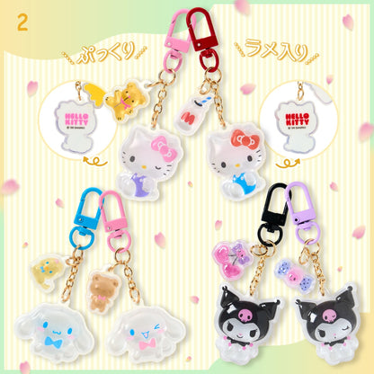 Sanrio Hello Kitty Acrylic Keychain Set – 2pc Puffy Semi - 3D Key Holder (Matching Niko Niko Series) - Otaku Collectives