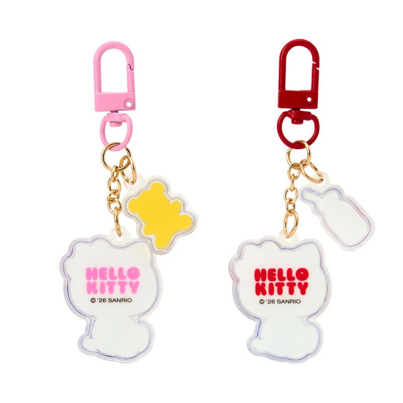 Sanrio Hello Kitty Acrylic Keychain Set – 2pc Puffy Semi - 3D Key Holder (Matching Niko Niko Series) - Otaku Collectives