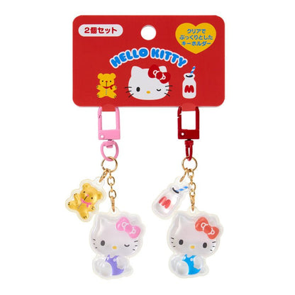 Sanrio Hello Kitty Acrylic Keychain Set – 2pc Puffy Semi - 3D Key Holder (Matching Niko Niko Series) - Otaku Collectives