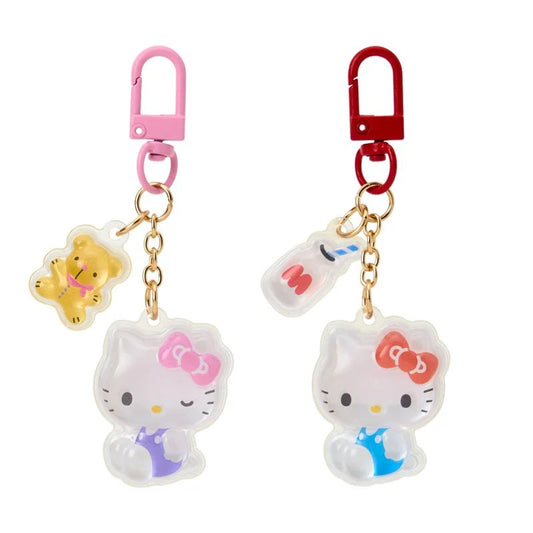Sanrio Hello Kitty Acrylic Keychain Set – 2pc Puffy Semi - 3D Key Holder (Matching Niko Niko Series) - Otaku Collectives