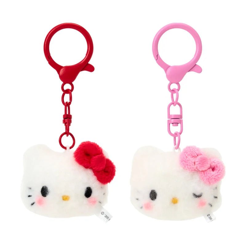 Sanrio Hello Kitty Mini Mascot Keychain Set – 2pc Plush Key Holder (Matching Niko Niko) - Otaku Collectives