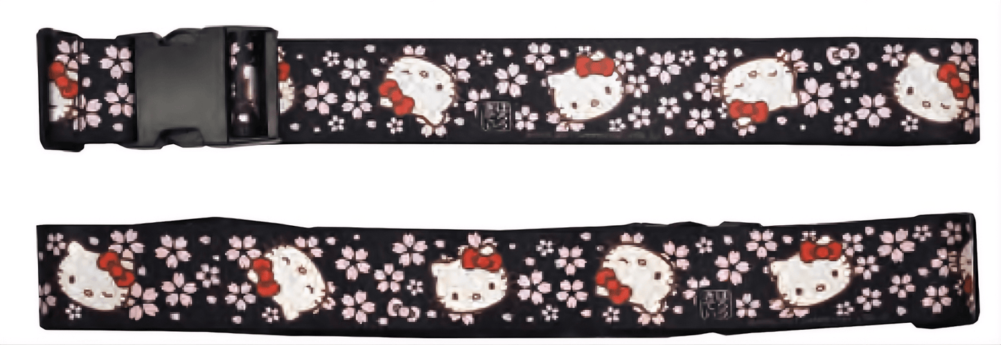 Sanrio Hello Kitty Suitcase Belt – Adjustable Luggage Strap (Black & Pink Cherry Blossom) - Otaku Collectives