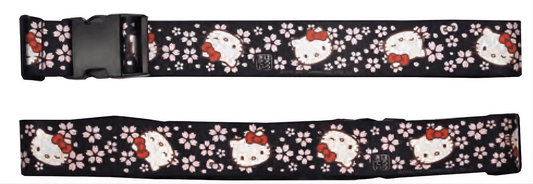 Sanrio Hello Kitty Suitcase Belt – Adjustable Luggage Strap (Black & Pink Cherry Blossom) - Otaku Collectives