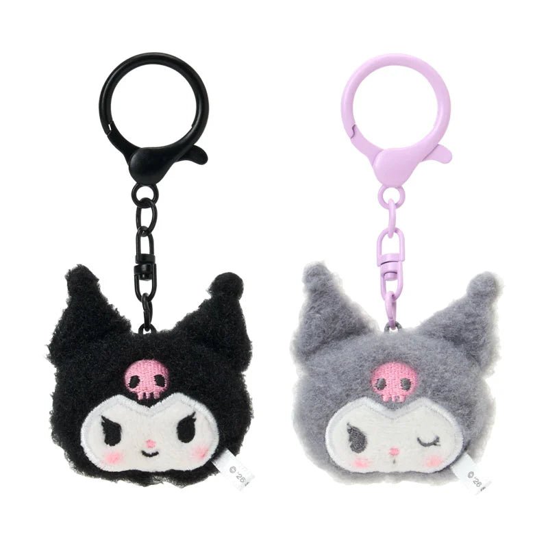 Sanrio Kuromi Mini Mascot Keychain Set – 2pc Plush Key Holder (Matching Niko Niko) - Otaku Collectives