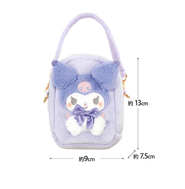 Sanrio Kuromi Plush Mini Pouch Bag – Clear Display Mini Pochette with Strap - Otaku Collectives