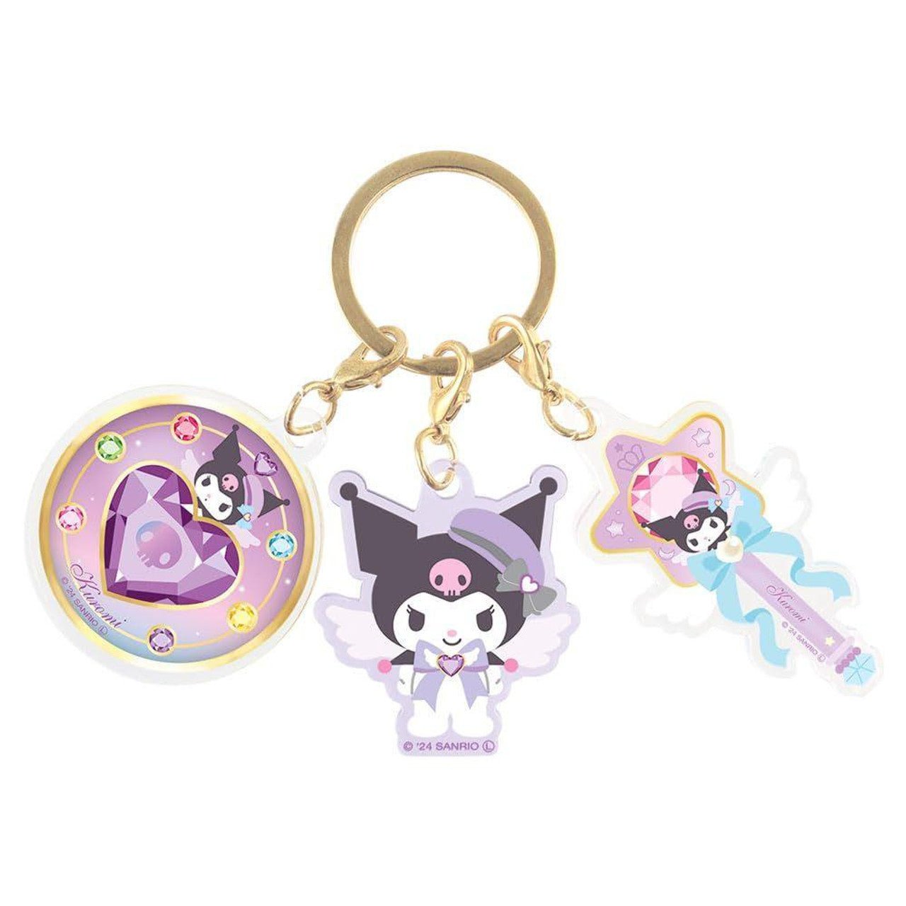 [Sanrio] Magical Jewelry 3 - Piece Acrylic Keychain - Kuromi - Otaku Collectives